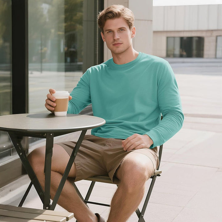 Men's Cotton Solid Color Classic Casual Long Sleeve T-shirt - L23M949D