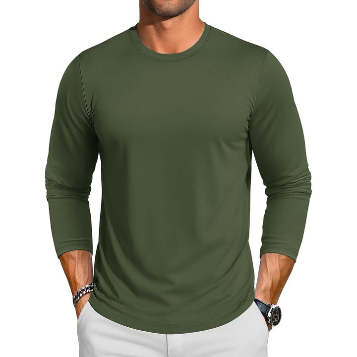 Men's Cotton Solid Color Classic Casual Long Sleeve T-shirt - L23M949D