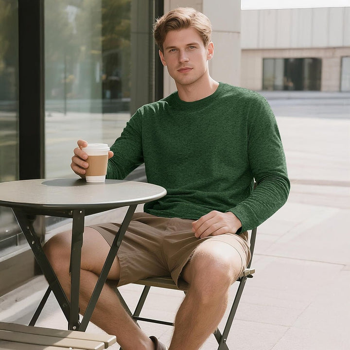 Men's Cotton Solid Color Classic Casual Long Sleeve T-shirt - L23M949D
