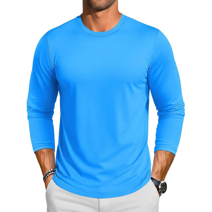 Men's Cotton Solid Color Classic Casual Long Sleeve T-shirt - L23M949D