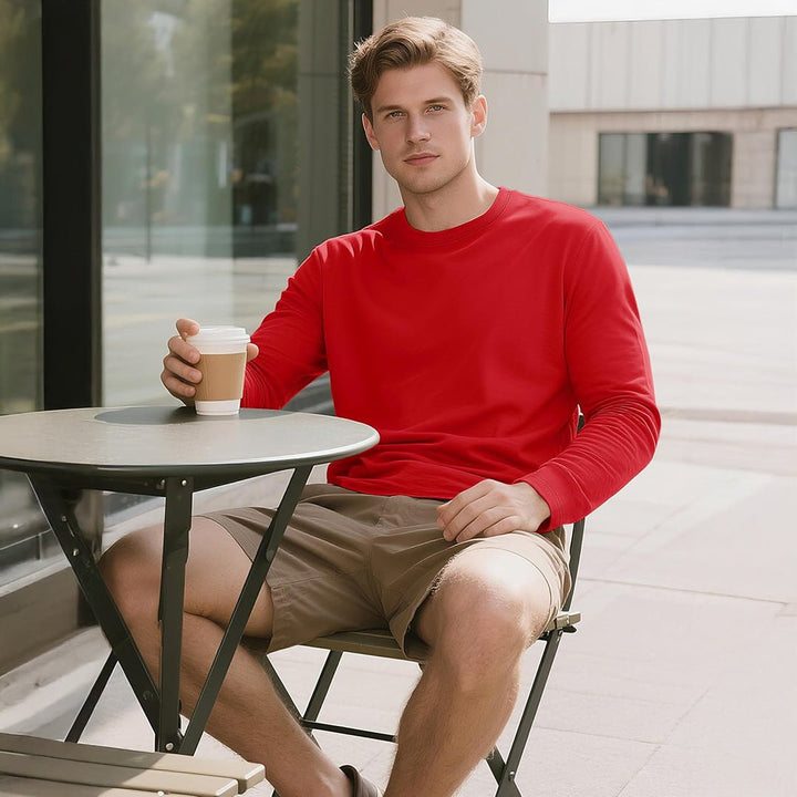 Men's Cotton Solid Color Classic Casual Long Sleeve T-shirt - L23M949D