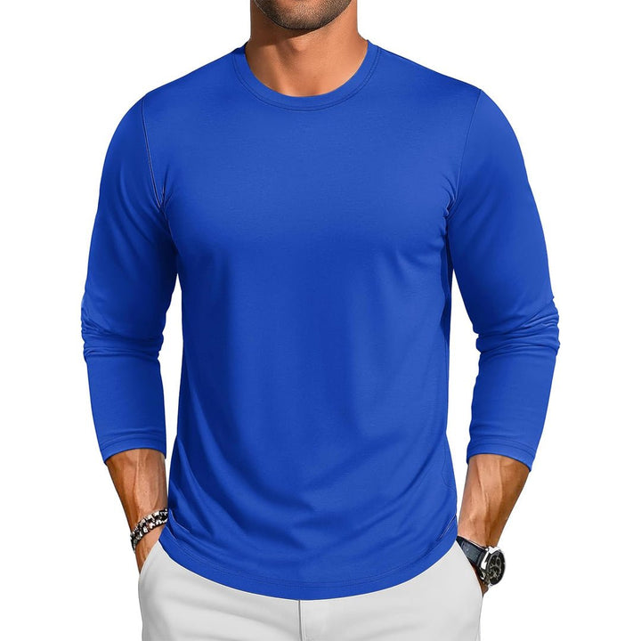 Men's Cotton Solid Color Classic Casual Long Sleeve T-shirt - L23M949D