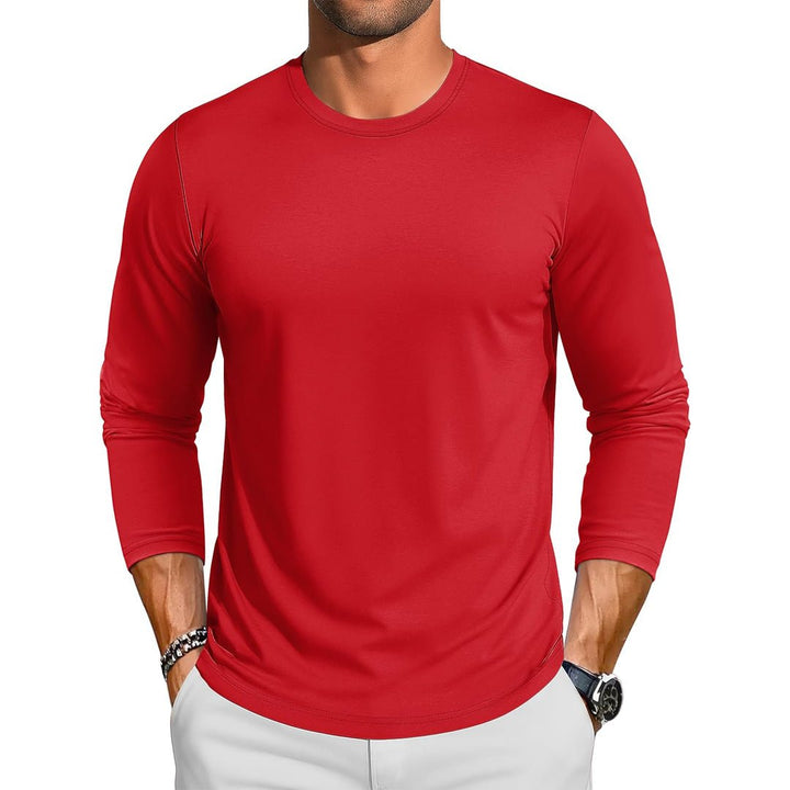 Men's Cotton Solid Color Classic Casual Long Sleeve T-shirt - L23M949D