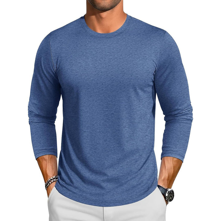 Men's Cotton Solid Color Classic Casual Long Sleeve T-shirt - L23M949D