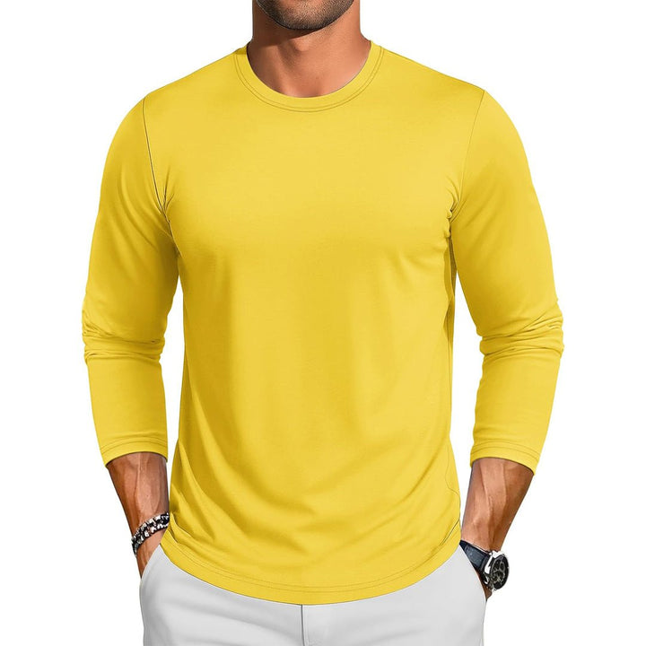 Men's Cotton Solid Color Classic Casual Long Sleeve T-shirt - L23M949D