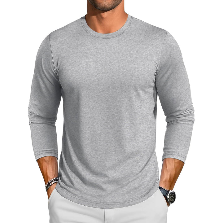 Men's Cotton Solid Color Classic Casual Long Sleeve T-shirt - L23M949D