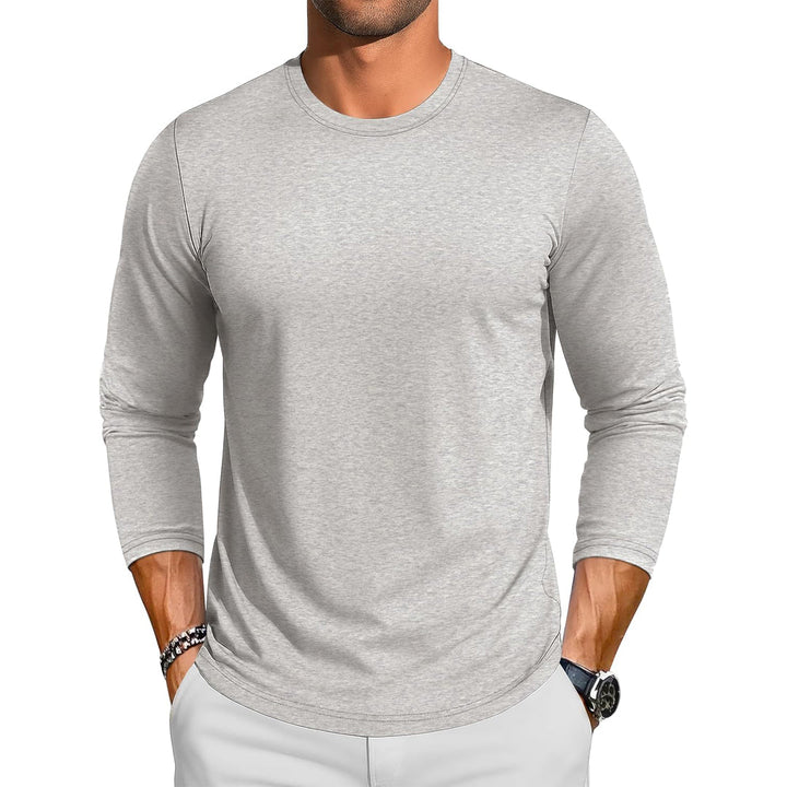 Men's Cotton Solid Color Classic Casual Long Sleeve T-shirt - L23M949D