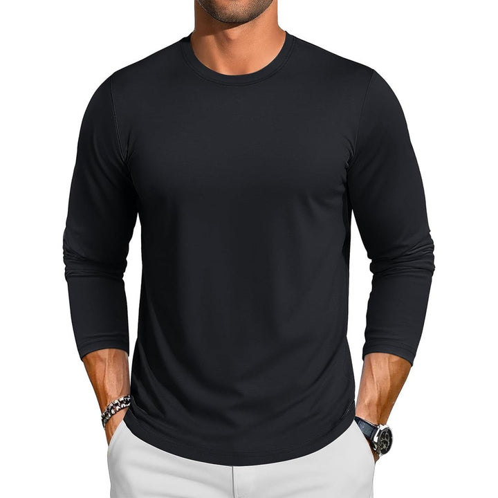 Men's Cotton Solid Color Classic Casual Long Sleeve T-shirt - L23M949D
