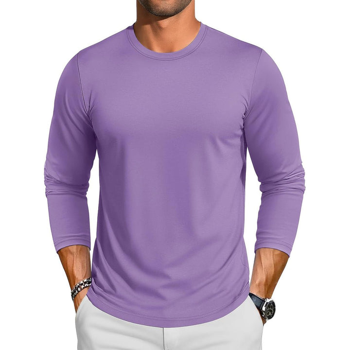Men's Cotton Solid Color Classic Casual Long Sleeve T-shirt - L23M949D