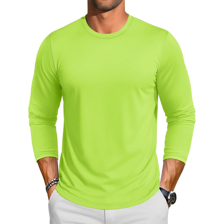 Men's Cotton Solid Color Classic Casual Long Sleeve T-shirt - L23M949D