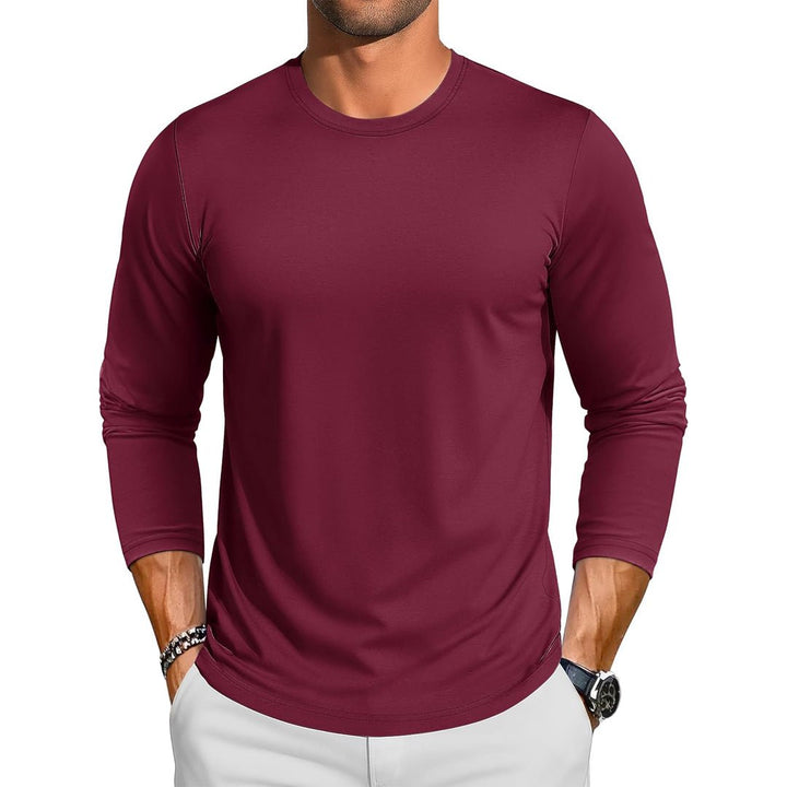 Men's Cotton Solid Color Classic Casual Long Sleeve T-shirt - L23M949D