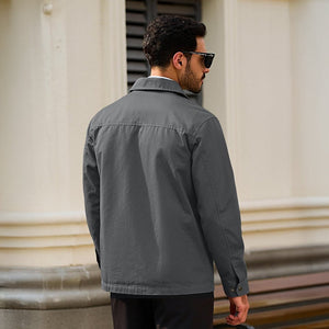 TACVASEN Dark Grey Cotton Windbreaker Full Zip Lightweight Jacket