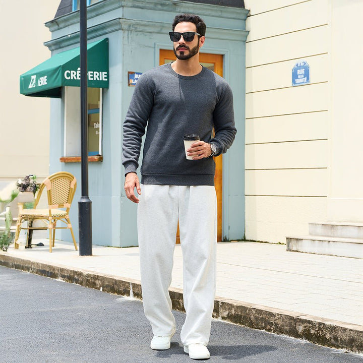 Men’s Crewneck Sherpa Lined Sweatshirt Warm Heavyweight Winter Fleece Pullover - Fall Winter 2022