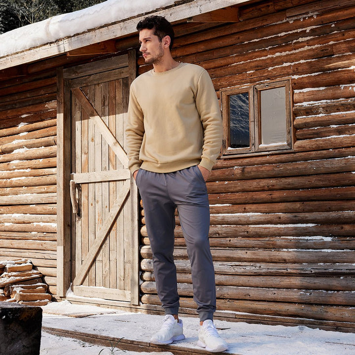 Men’s Crewneck Sherpa Lined Sweatshirt Warm Heavyweight Winter Fleece Pullover - Fall Winter 2022