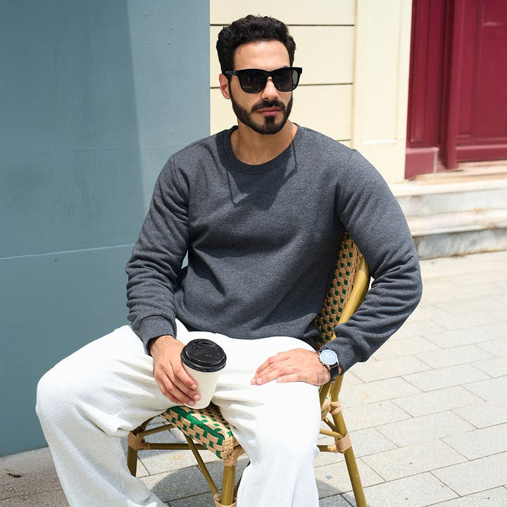 Men’s Crewneck Sherpa Lined Sweatshirt Warm Heavyweight Winter Fleece Pullover - Fall Winter 2022