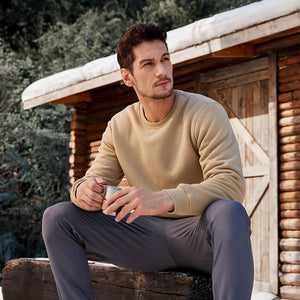 TACVASEN Black Men's Sherpa Lined Sweatshirt Warm Heavyweight Fleece Pullover