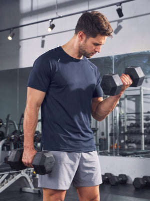 TACVASEN Navy Men's Dry Fit Shirts Mesh Short Sleeve Athletic