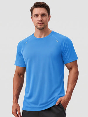 TACVASEN Azure Men's Dry Fit Shirts Mesh Short Sleeve Athletic