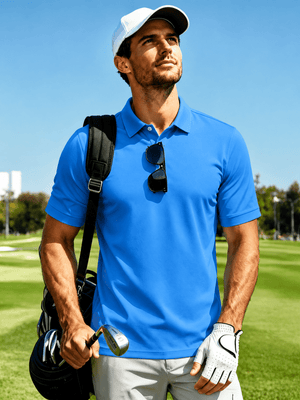 TACVASEN Azure Men's Dry Fit Short Sleeve Performance Golf Polo Work Shirt