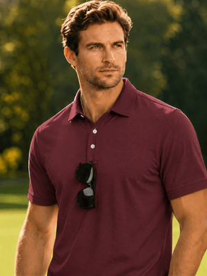 TACVASEN Wine Red Men's Dry Fit Short Sleeve Performance Golf Polo Work Shirt