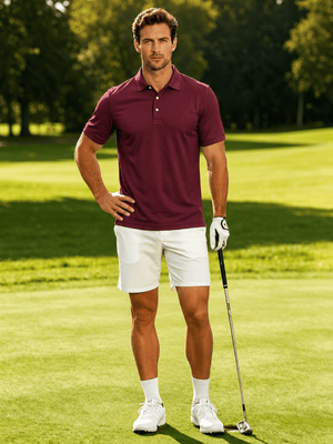 TACVASEN Wine Red Men's Dry Fit Short Sleeve Performance Golf Polo Work Shirt