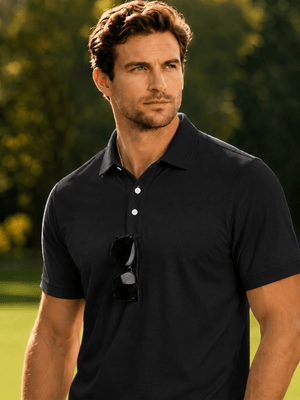 TACVASEN Black Men's Dry Fit Short Sleeve Performance Golf Polo Work Shirt