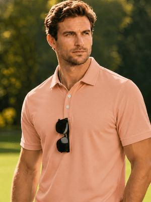 TACVASEN Apricot Men's Dry Fit Short Sleeve Performance Golf Polo Work Shirt