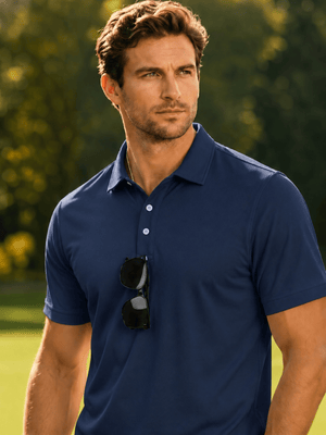 TACVASEN Navy Men's Dry Fit Short Sleeve Performance Golf Polo Work Shirt