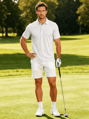 TACVASEN White Men's Dry Fit Short Sleeve Performance Golf Polo Work Shirt