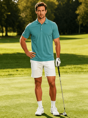 TACVASEN Grey Green Men's Dry Fit Short Sleeve Performance Golf Polo Work Shirt