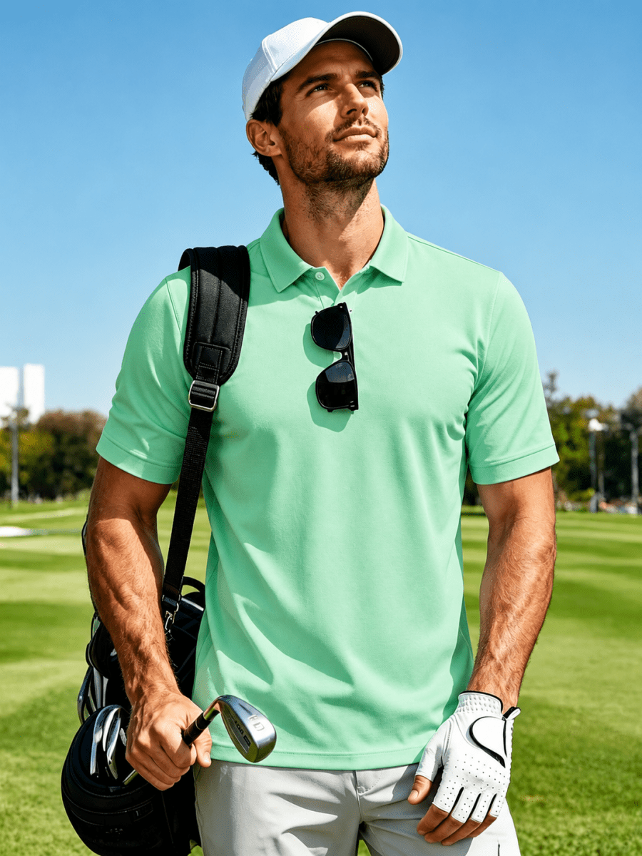 TACVASEN Wine Red Men's Dry Fit Short Sleeve Performance Golf Polo Work Shirt