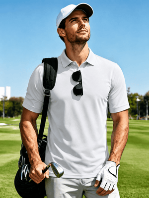 TACVASEN White Men's Dry Fit Short Sleeve Performance Golf Polo Work Shirt