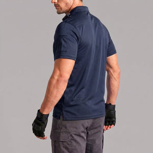 TACVASEN Navy Men's Dry Fit UPF 50+ Golf Workwear Tactical Polo Shirt