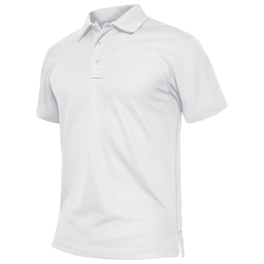 TACVASEN White Men's Dry Fit UPF 50+ Golf Workwear Tactical Polo Shirt