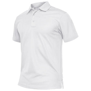 TACVASEN White Men's Dry Fit UPF 50+ Golf Workwear Tactical Polo Shirt