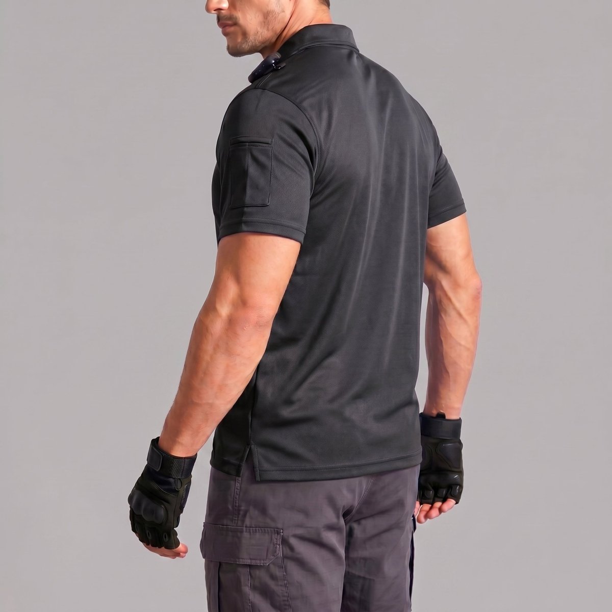 TACVASEN Dark Grey Men's Dry Fit UPF 50+ Golf Workwear Tactical Polo Shirt