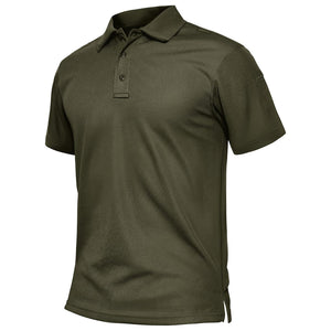 TACVASEN Army Green Men's Dry Fit UPF 50+ Golf Workwear Tactical Polo Shirt