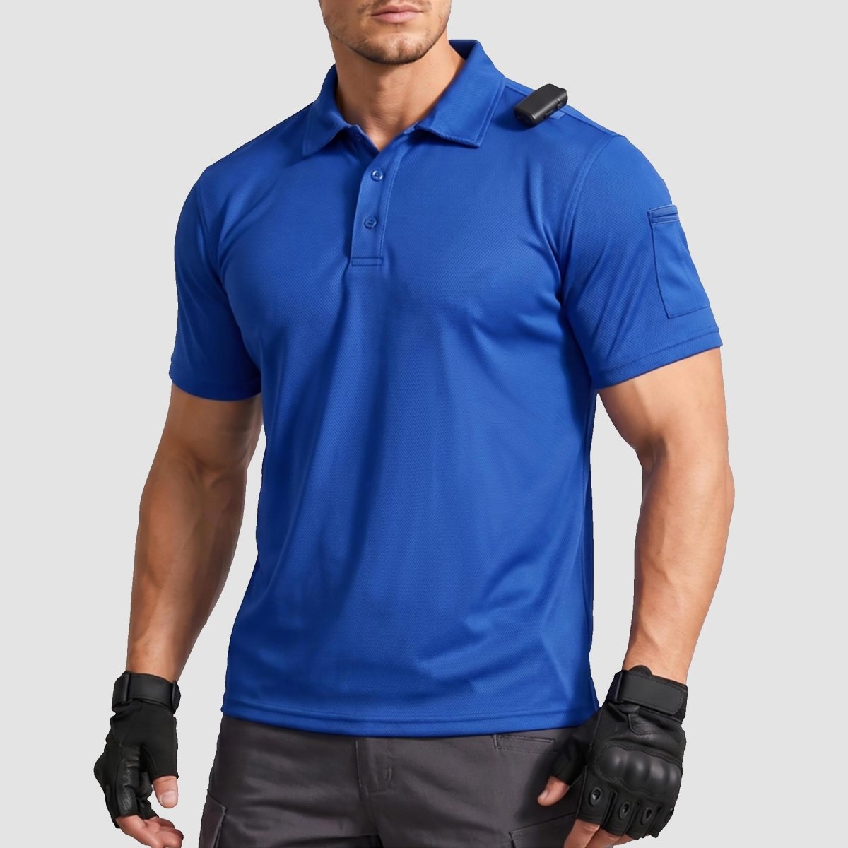 TACVASEN Colorblue Men's Dry Fit UPF 50+ Golf Workwear Tactical Polo Shirt