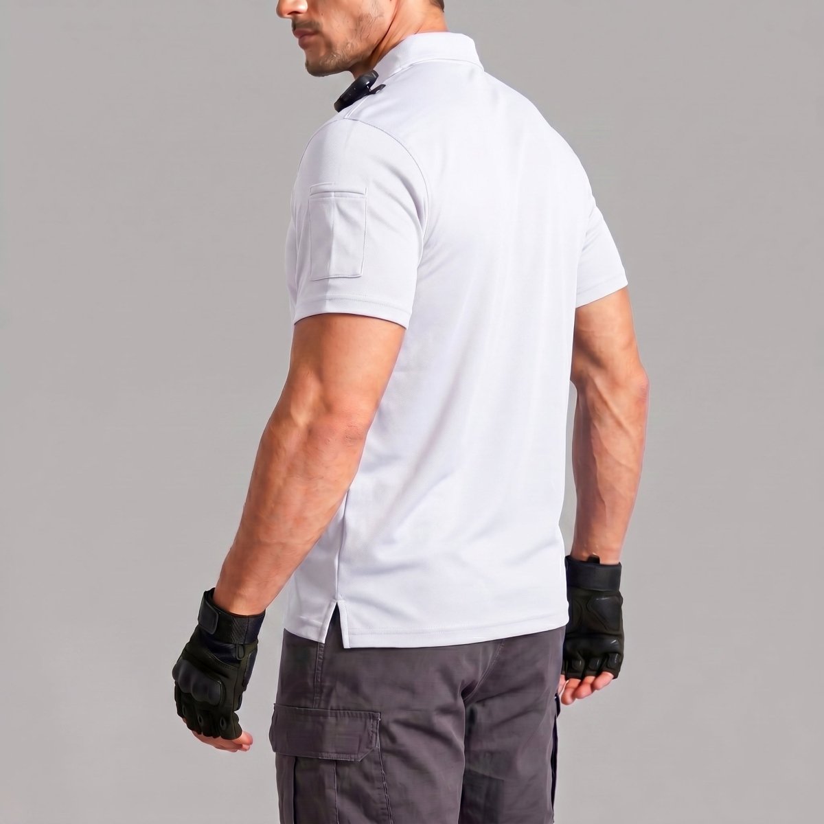 TACVASEN White Men's Dry Fit UPF 50+ Golf Workwear Tactical Polo Shirt