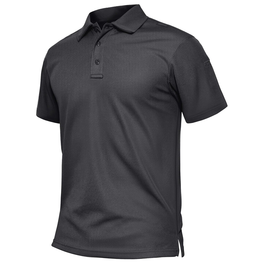 TACVASEN Dark Grey Men's Dry Fit UPF 50+ Golf Workwear Tactical Polo Shirt