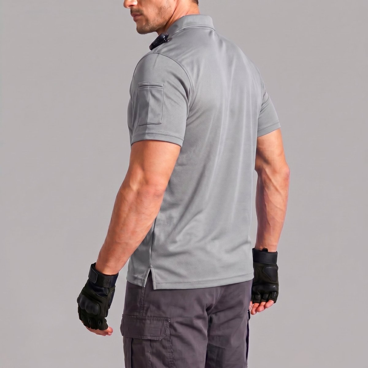 TACVASEN Light Gray Men's Dry Fit UPF 50+ Golf Workwear Tactical Polo Shirt