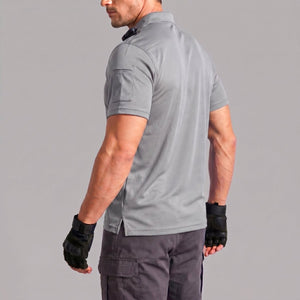 TACVASEN Light Gray Men's Dry Fit UPF 50+ Golf Workwear Tactical Polo Shirt