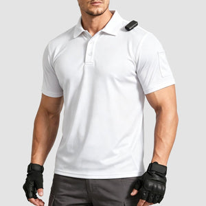 TACVASEN White Men's Dry Fit UPF 50+ Golf Workwear Tactical Polo Shirt