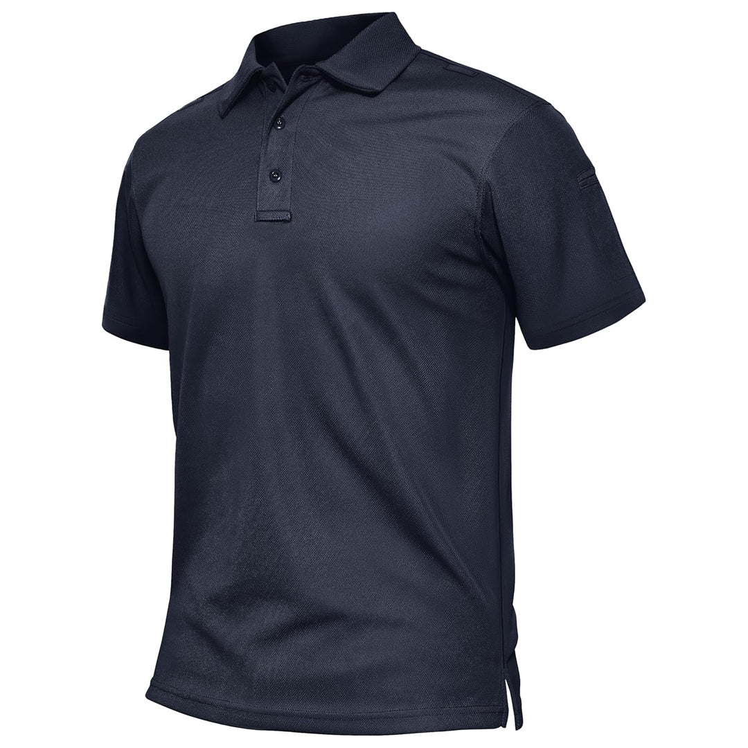 TACVASEN Navy Men's Dry Fit UPF 50+ Golf Workwear Tactical Polo Shirt