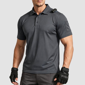 TACVASEN Dark Grey Men's Dry Fit UPF 50+ Golf Workwear Tactical Polo Shirt