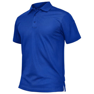 TACVASEN Colorblue Men's Dry Fit UPF 50+ Golf Workwear Tactical Polo Shirt