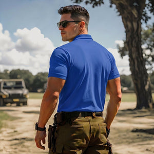 TACVASEN Colorblue Men's Dry Fit UPF 50+ Golf Workwear Tactical Polo Shirt
