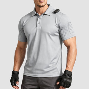 TACVASEN Light Gray Men's Dry Fit UPF 50+ Golf Workwear Tactical Polo Shirt