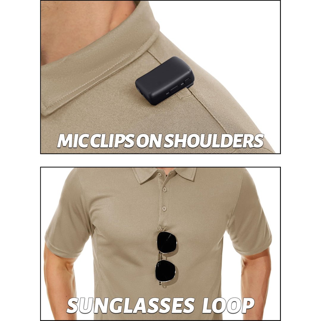 TACVASEN Khaki Men's Dry Fit UPF 50+ Golf Workwear Tactical Polo Shirt