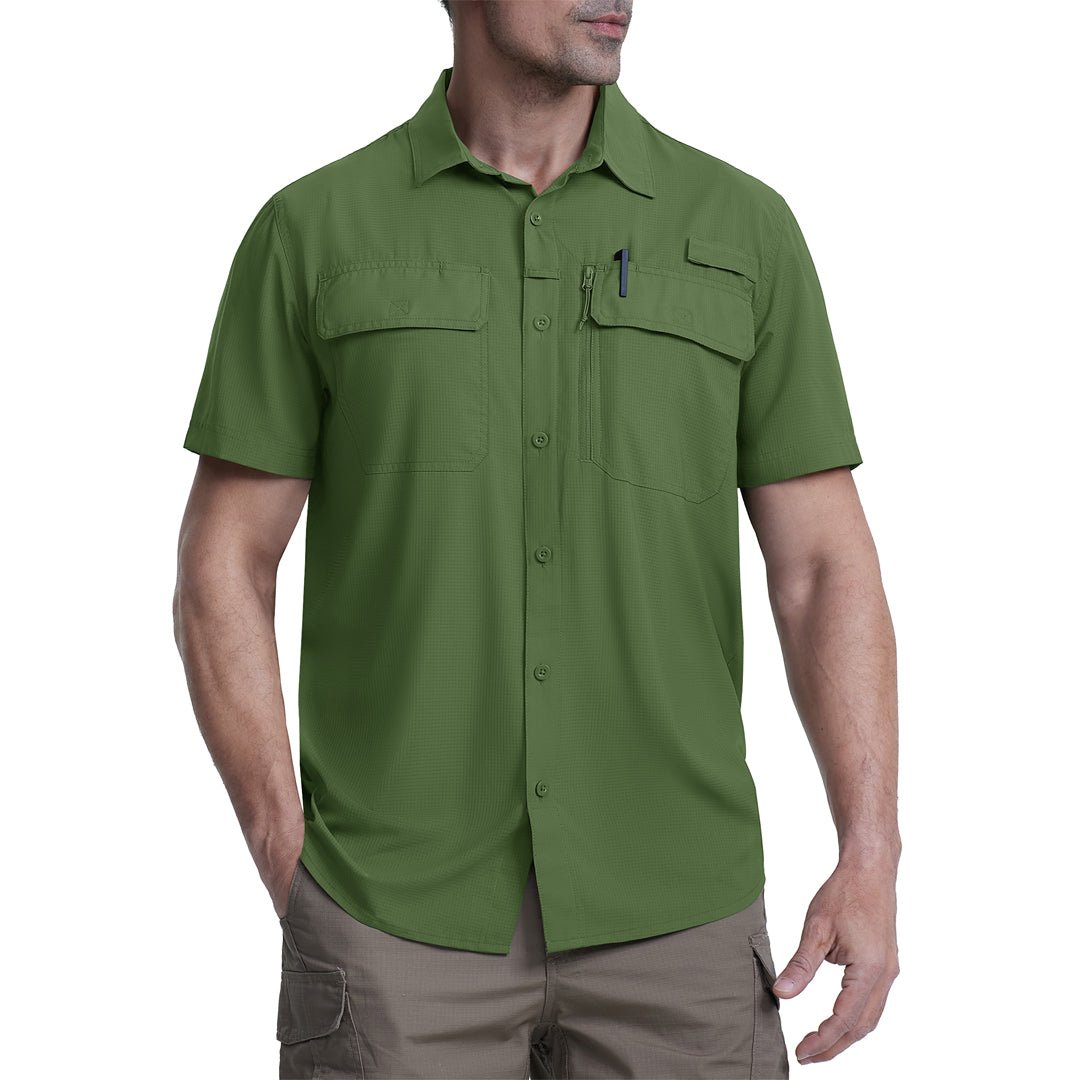 TACVASEN Army Green Fishing Shirt UPF 50+ Lightweight Outdoor Shirt